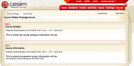 Course Forum in a Business Simulation Game