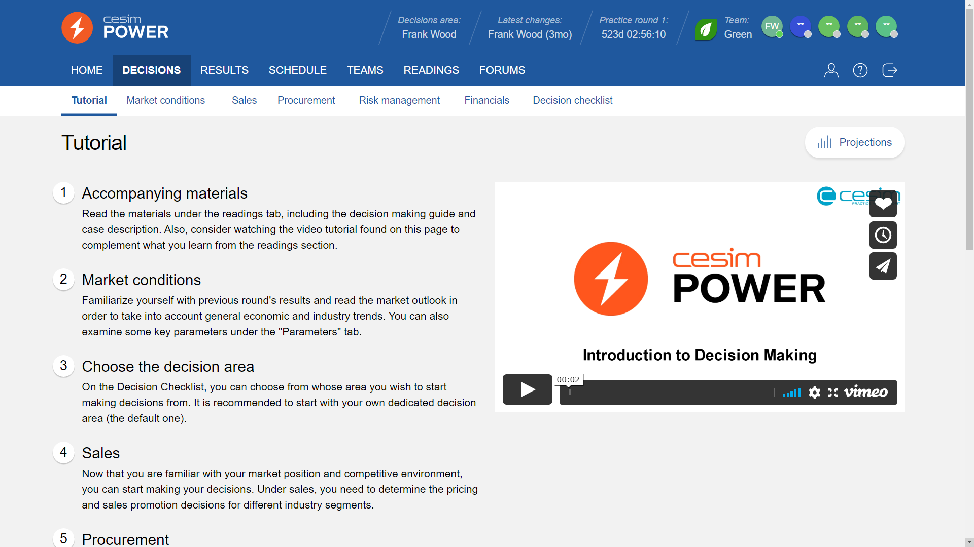 Cesim Power Tutorial screenshot